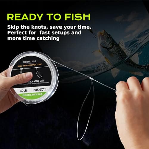 40LB Pre-Tied Dropper Loop Knots Fishing Line, 80 Knots Monofilament Leader with 5.5" Loop Diameter & 18" Spacing, Saltwater & Freshwater Fishing Knots Line for Sea Bass, Snapper, Cod - Thumbnail 4