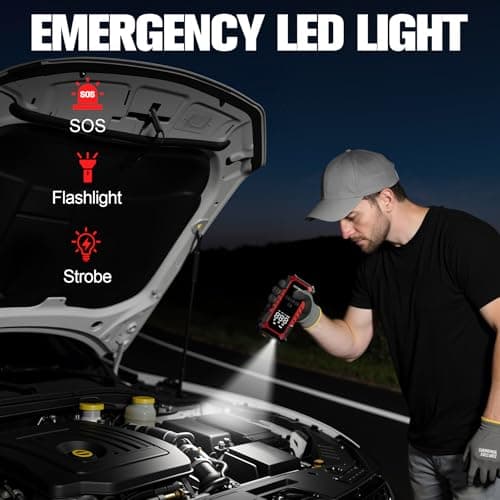 GOOLOO A6 Gear 160 PSI Tire Inflator Portable Air Compressor, 7500mAh Cordless Tire Inflator with Digital Pressure Gauge ＆LED Light, 3X Faster Air Pump for Car Tires, Bike,Balls, Auto Shut-Off - Thumbnail 5