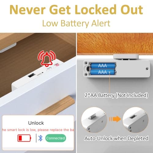 Bestkid Cabinet Lock NFC RFID Card Slim Hidden Drawer Lock for Child Safety Liquor File Kitchen Pantry Furniture Double-Layer Drawer No Drilling Required White - Thumbnail 6