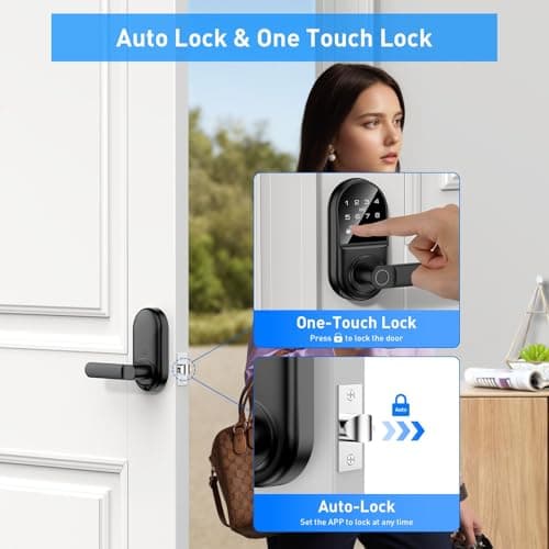 Smart keypad Door Lock with Handle，Fingerprint Keyless Entry Digital Lock with Built-in doorbell for Front Door,Bedroom,biometric Door knob, APP Control - Thumbnail 6