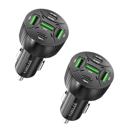 USB C Car Charger Adapter, PD 3.0 Charger, 5 USB QC 3.0 Car Phone Chager Fast Charging for iPhone 17, Galaxy S24 and Other USB Device. (2Pack) - Image 1