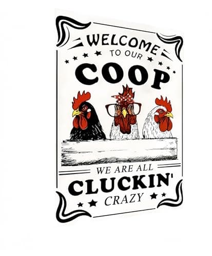 Carastora Funny Chicken Sign – Retro Tin Sign for Coop, Farmhouse, or Kitchen Wall, Cute Farm Animal Decor for Chicken Lovers, 12x8 Inch - Image 1