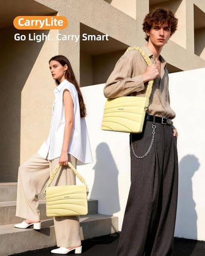 Puffy Laptop Sleeve Bag 15 16in with Detachable Strap, Protective Case for MacBook Air Pro (Yellow, 16 inch) - Thumbnail 2