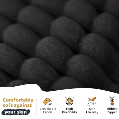 HABUTWAY Bean Bag Chair, Giant Bean Bag Chairs for Adults and Kids, Bean Bag Sofa, Lazy Floor Sofa, Faux Fur Beanbag Chair with Armrests for Living Room Bedroom (Black) - Thumbnail 6