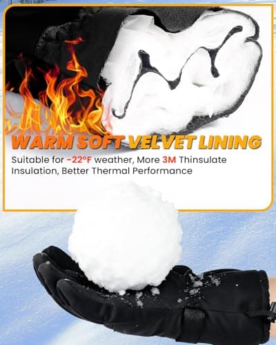 GXCROR Winter Gloves for Men & Women, Waterproof Touchscreen Ski Gloves with 3M Thinsulate -22°F Warmth, Windproof Cold Weather Gloves for Skiing, Snowboard, Snowmobile - Thumbnail 3