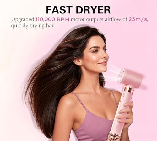 ABNER® 6 in 1 Professional Hot Air Styler - Powerful Hair Dryer Brush & Auto Curling Iron Set, Fast Drying Curling Volumizing Straightening, Styling Without Heat Damage, for All Hair Lengths - Thumbnail 5