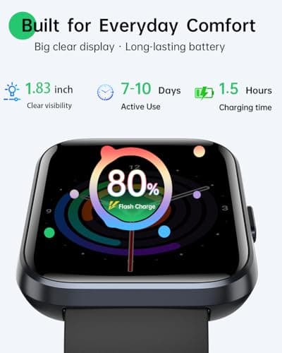 Smart Watches for Women Men, 1.83" HD Alexa Smart Watch for Android & iPhones (Calls/SMS/Reminders), Fitness Watch with Heart Rate Monitor, Sleep/Step Count Tracker, 120+ Sport Modes Pedometer Watch - Thumbnail 5