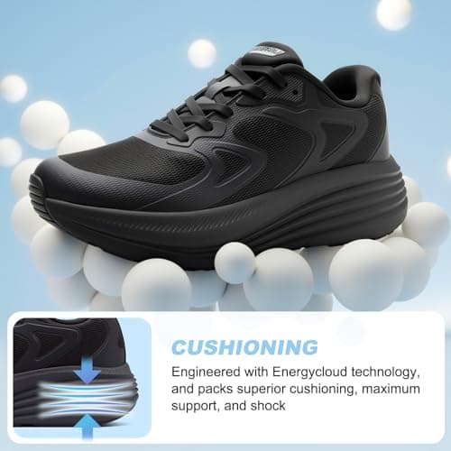 ALEADER Womens Walking Shoes, Non Slip Work Shoes, Tennis Running Shoes for Women Zapatos para Mujer All Black Size 8.5 - Thumbnail 3