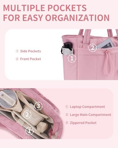 Wandering Nature Puffer Tote Bag with Cup Holder & Laptop Compartment & Trolley Sleeve for Travel, Work, Nurse, Women - Thumbnail 6