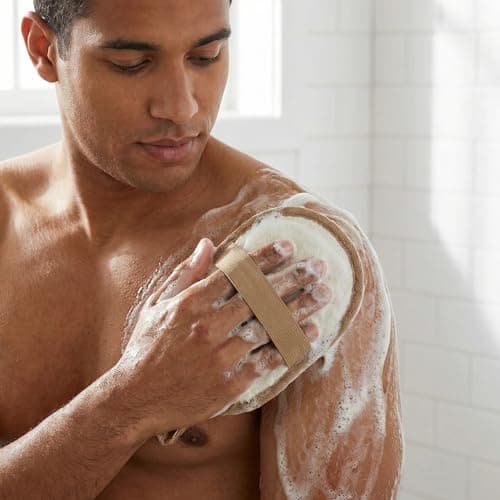 Natural Loofah Sponge Set of 3 - Egyptian Exfoliating Body Scrubber for Shower & Bath,3 Colors for Family Personal Care | Large Versatile Body Sponges for Shower,Bath Scrubber & Exfoliator Gift Set - Thumbnail 5