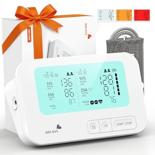 BBLOVE Blood Pressure Monitor for Home Use FSA&HSA Eligible, Medical-Grade Accuracy,Automatic Upper Blood Pressure Monitor with Three-Color Warning and 2-User Memory, Large Backlight Display