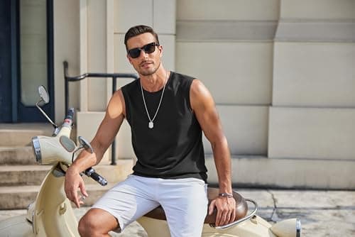 COOFANDY Black Sleeveless Gym Shirt Men Cotton Bodybuilding Muscle T-Shirts Fitness Tank Tops 3 Pack Light Grey S - Thumbnail 4