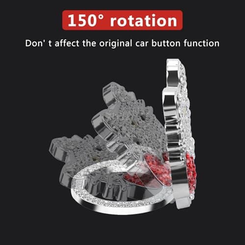 Pangpai 2 Pcs Bling Car Interior Accessories, Rhinestone Push to Start Button Cover with Keychain, Car Engine Start Stop Button Cover, Cute Car Decoration Sticker Decal for Women Girl - Thumbnail 3