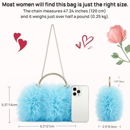 2026 Elegant Lace Floral Clutch for Women Formal Evening Bag Cute Purse Flower Wedding Handbag(Blue) - Thumbnail 5