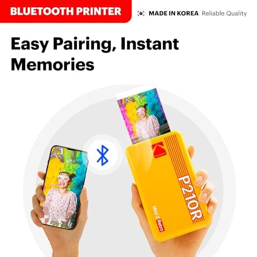 KODAK Mini 2 Retro 2x3 Portable Photo Printer, 8 Sheets, Bluetooth Smartphone Printer for iPhone & Android, Instant Color Prints, 4PASS Dye Sublimation, White - Thumbnail 3