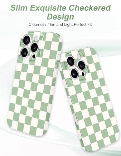 Aitipy Compatible with MagSafe Checkered Phone Case for iPhone 13 Pro Max, Slim Cute Cool Magnetic Aesthetic Checkerboard Shockproof Protective Phone Cover for Women Men Girls Boys-Green - Thumbnail 3