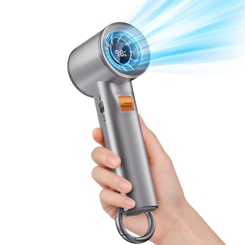 Portable Handheld Turbo Fan for Outdoor - 5000mah Mini Handheld Personal Pocket Fan for Powerful Airflow Wind - 20hrs,100 Speeds Adjustable - Digital Display,Gifts for Travel,Outdoor Activites,Camping - Image 1