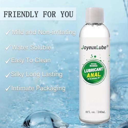 JoyeuxLube Water-Based Anal Lube 8fl.oz Desensitizing Anal Lubricant Long Lasting Smooth Slippery for Men Women and Couples - Thumbnail 2