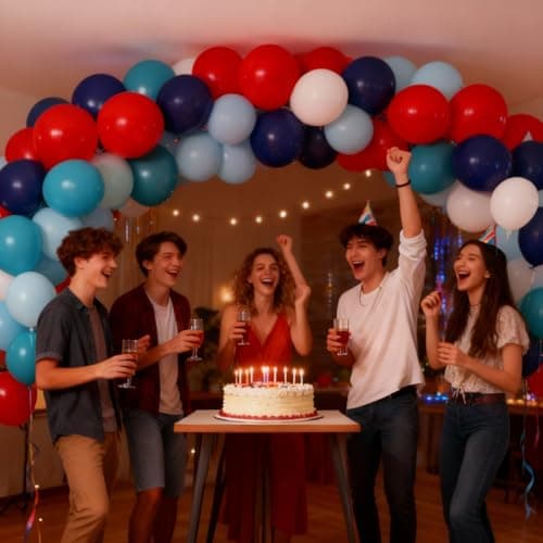 Red Blue White Balloons, 60Pcs 12 Inch Red Navy Light Blue Dusty Blue White Balloons for Baseball Birthday Party Baby Shower 4th of July Decorations - Thumbnail 6