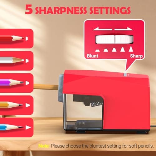 AFMAT Electric Pencil Sharpener, Fast & Hands-Free, 10K+ Uses, 5 Nibs, Fully Automatic Pencil Sharpener for Classroom, Heavy Duty Sharpeners for No.2/Jumbo/Colored Pencils (φ6.5-10.5mm) US Plug(120V) - Thumbnail 5