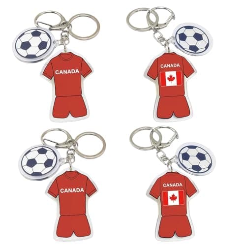 Azheeuiy 2026 World Cup Soccer Keychain,Football Ball Key Chain for Sport Soccer Fan Gifts & Party Favors,Suitable for Keys, Gym Bags & Backpacks (4PCS) (Canada)