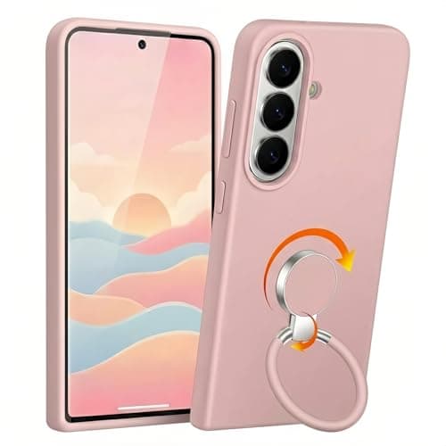 XYZ for Samsung Galaxy S26 Plus Case with Stand, 360°Rotatable Soft Ring Kickstand, Premium Liquid Silicone Phone Cover with Microfiber Lining, Shockproof Protective for S26 Plus,Pink