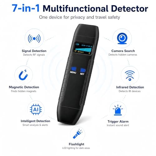 Hidden Camera Detector, RF Signal Scanner & Anti Spy Device, GPS Tracker Finder with Magnetic Detection, Infrared Camera Lens Finder, Bug Sweeper for Home Hotel Travel Privacy Protection - Thumbnail 2