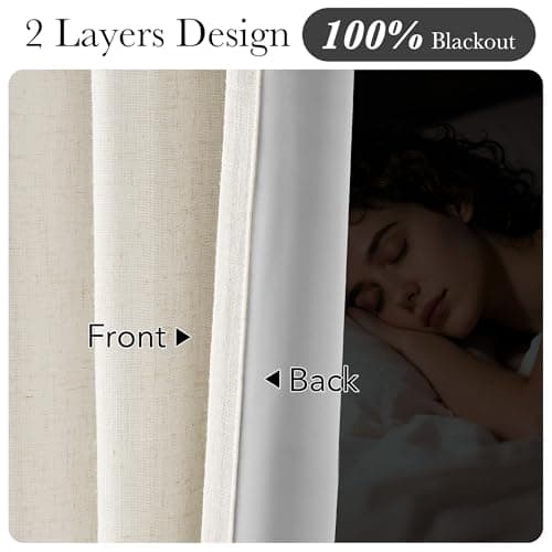 NICETOWN PRO 100% Blackout Pinch Pleated Curtains 96 inches Long 2 Panels Set, Linen Blend Thermal Drapes Window Treatments for Living Room/Bedroom, W40 x L96 - Thumbnail 4