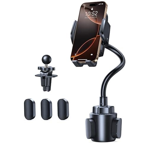 TECKNET Cup Phone Holder for Car - Adjustable Gooseneck Cup Holder Phone Holders with Air Vent Holders & Expandable Base, Cupholder Phones Mount for iPhone 17/16 Pro Max and All Cell Phones, Car Model - Image 1