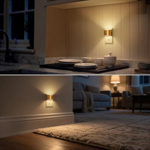 DORESshop LED Night Light[2 Pack], Golden Night Lights Plug into Wall, 3 Level Brightness Adjustable Plug in Night Light, Dusk to Dawn Sensor, Nightlights for Adults, Bedroom, Bathroom, Hallway, 3000K - Thumbnail 5
