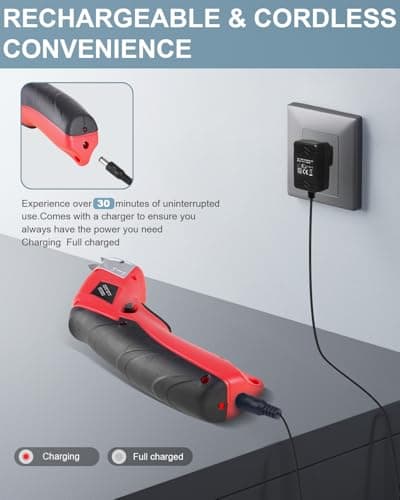 Father Day Gifts from Daughter Son Wife for Dad, Cordless Electric Scissors Cardboard Cutter 4V Powerful Box Cutter with 2 Blades Rechargeable Shears for Cutting Fabric Carpet Leather for DIY Lovers - Thumbnail 4