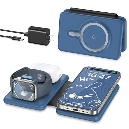 Wireless Charger iPhone - 3 in 1 Charging Station for Apple Devices for iPhone 17 16 15 14 13 12 Pro Max Plus - Foldable Magnetic Charging Pad for Apple Watch Series & Airpods Series - Image 1