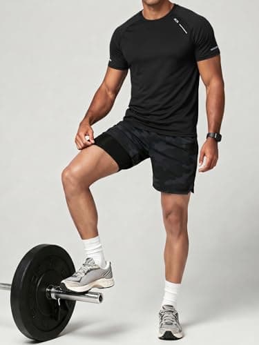 Comdecevis Men's Clothing Workout Tops Dry Fit Moisture Wicking Running Black Shirt Short Sleeve Gym Shirts Men XL(38) Black - Thumbnail 2