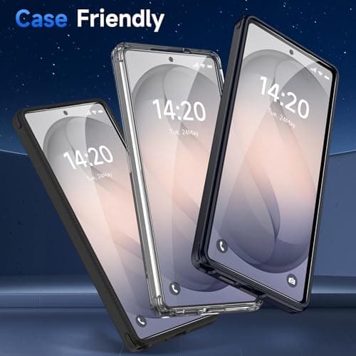 YWXTW Anti Reflective Screen Protector for Samsung Galaxy S26, [Bubble Free] Anti Glare & EZ Unlock Tempered Glass S26 Accessories, Case Friendly, 2 Pack - Thumbnail 6
