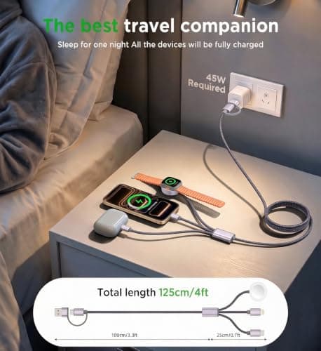 2Pack Travel Essentials for Apple Watch Charger,3-in-2 Multi Charging Cable - Thumbnail 6
