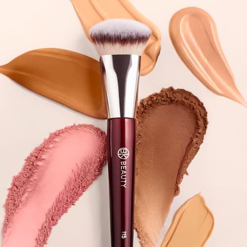 BK BEAUTY 115 MEDIUM CONTOURED FOUNDATION BRUSH – Contoured Foundation Brush for Liquid Makeup - Foundation Makeup Brushes - Face Brush For Liquid Or Cream Foundation - Thumbnail 5