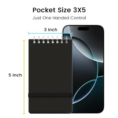 Small Pocket Notebook, Mini Notepad Spiral Notebooks Note Pads (Black, 3x5) - Thumbnail 5