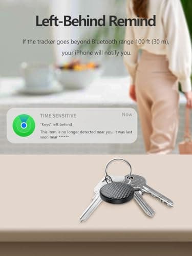 Tracker Tag Works with Apple Find My (iOS Only), Waterproof Item Finders, Luggage Tracker for Keys/Wallet/Suitcase (Black, 1 Pack) - Thumbnail 3
