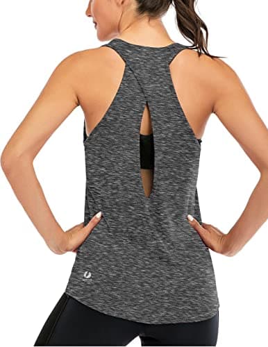 ICTIVE Womens Cross Backless Workout Tops for Women Racerback Open Back Shirts Athletic Sleeveless Clothes Dark Gray XXL