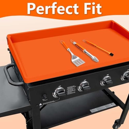 BANGIE 17" Silicone Griddle Mat for Blackstone Accessories - Anti-Warping & UV-Resistant Cover for Single-Burner Tabletop Grill, Blocks Condensation Rust (Orange) - Thumbnail 2