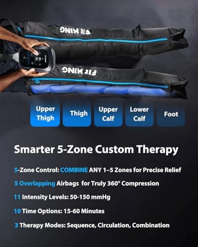 FIT KING Upgraded Leg Massager Recovery Boots, Professional Air Compression Recovery System for Circulation & Athlete-Level Fast Recovery, Cordless Rechargeable Compression Boots (Medium) - Thumbnail 4
