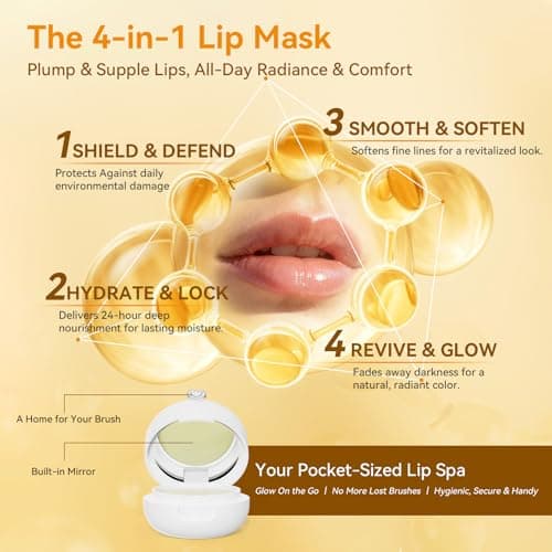 Overnight Lip Mask for Very Dry, Cracked Lips – Deep Hydrating Lip Moisturizer & Repair Treatment, Helps Brighten Dark Lips for Smokers, Smooths Lip Lines, with Mirror & Brush (0.71oz) - Thumbnail 4