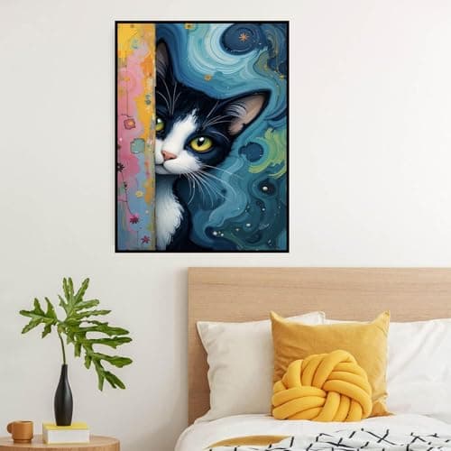 igoodom Cat Diamond Art Kits for Adults, Black Cat Diamond Painting Kit, Full Drill Round Diamond Art Kits, DIY Gem Art and Crafts for Home Wall Decor Gift 12x16inch - Thumbnail 4
