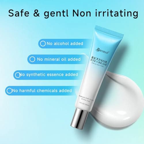 Retinol Eye Cream - Eye Cream for Dark Circles, Puffiness, Anti Aging, with Peptides, Caffeine, Hyaluronic Acid, Reduces Bags, Dark Circles Under Eye Treatment, Smooths Wrinkles & Fine Lines, 1 fl. oz - Thumbnail 5