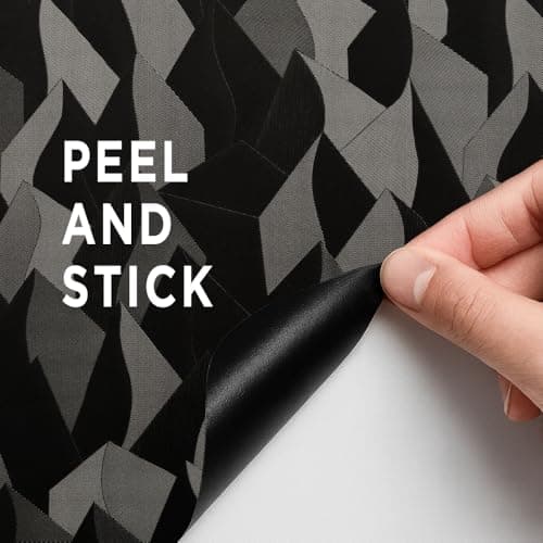 Black Faux 3D Fold‑Shadow Wallpaper for Gaming Rooms & Modern Spaces – 17" x 78.7" Matte Geometric Texture Wall Paper with Futuristic Light‑Play, Peel & Stick, Renter‑Friendly - Thumbnail 4
