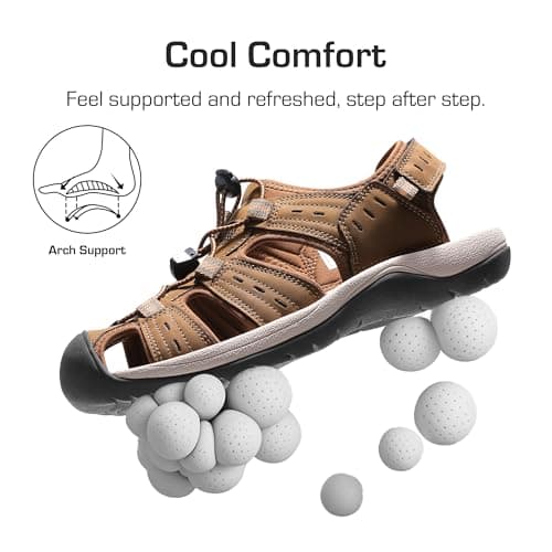 DREAM PAIRS Men's Support Sandals Outdoor Hiking Sandals Closed Toe Athletic Lightweight Walking Comfortable Sandals Water Shoes,Size 6,Brown,DMUMST2503 - Thumbnail 3