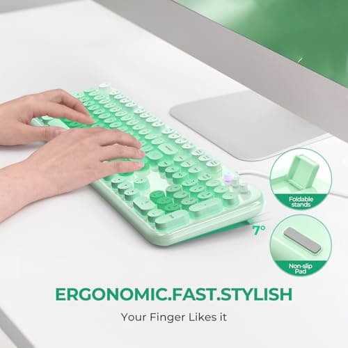 Atelus Wired Backlit Keyboard, Full Size USB Keyboard with Colorful Retro Keycaps, Numeric Keypad and Media Hotkey for Computer Desktop PC Laptop and Windows 7 8 10 11 - Thumbnail 3