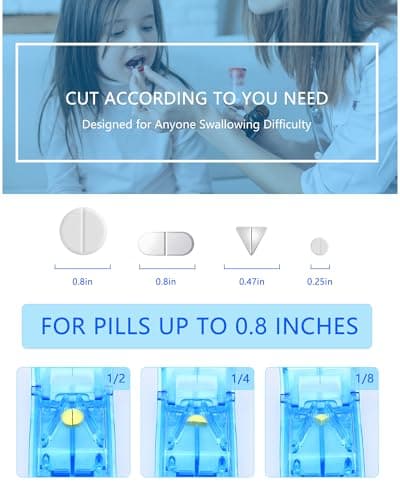 Pill Cutter Splitter for Small and Tiny Pills Best Pill Cutter Splitter 1/4 Vitamins Pill Splitter Cuts with Shield Medicine Tablet Cutter Doubles as a Pill Organizer - Thumbnail 5