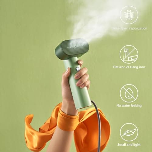 Nexdoo G6 Steamer for Clothes Portable 2-in-1 Travel Steamer Iron for Clothes, Just 0.7lbs Lightly, 10 Minutes of Continuous Steam, 900W Light Steamer for travel and home (green) - Thumbnail 2