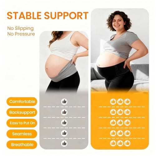 Pregnancy Belly Band for Pregnant Women – Maternity Support Belt for Belly, Back & Pelvic Pain Relief – Breathable Adjustable Pregnancy Band for Abdominal & Lower Back Support（Fits Waist 36"-47"） - Thumbnail 4